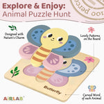 Wooden Toddlers Puzzles Animals Shape Puzzle Educational Toys Gift for Boys Girls Baby Travel Daycare Portable Toy with Drawstring Bag Pack of 4