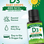 Nature's Truth Vitamin D Drops for Infants | 400 IU | 9.2 mL | D3 for Kids | Vegetarian, Non-GMO & Gluten Free Supplement