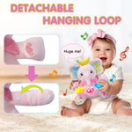 Baby Bilingual Musical Elephant Stuffed Animals Toys,Infant Early Learning Toy with Light-Up Music & Crinkle,Tummy Time Toys for 0 3 6 9 12+ Months for Baby Boy Girl Gift,Pink