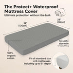 2-Pack Waterproof Crib Mattress Protector Cover Fitted - Quiet Baby Crib Mattress Pad Sheets, 52" x 28" Soft Quilted Cotton Baby Sheet, Machine Washable, Easy Fit, Durable (Granite/Mavy)