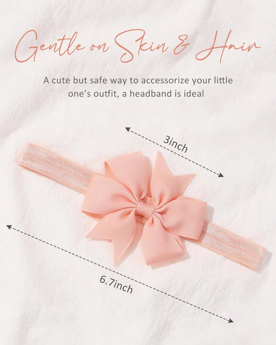 jollybows 40pcs Baby Girls Grosgrain Ribbon Hair Bows Headbands 3" Hair Band Hair Accessories for Infants Newborn Toddler
