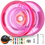 MAGICYOYO K2 Responsive Yoyo for Kids, Crystal Yo Yo Professional for Fingerspin Trick, Dual Purpose Plastic Yo-yo with Extra Unresponsive Bearing for Advanced + 12 Yoyo Strings + Yo Yo Bag (Pink)