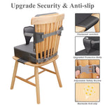 TOTIDYH Toddler Booster Seat for Dining Table, Non-Slip Kitchen Chair Booster Seat with Backrest and Adjustable Straps, Portable PU Waterproof Travel Baby Booster Seat Increasing Cushion