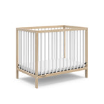 Graco Teddi 4-in-1 Convertible Mini Crib with Bonus Water-Resistant Mattress – GREENGUARD Gold Certified, 2.75-Inch Mattress Included, Small Spaces Crib, Easy 30-Minute Assembly (Natural and White)