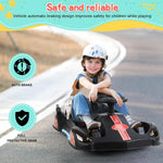 36V Electric Drift Go Kart for Kids Ages 8-14 Years Old, Ride On Car for Kids with Brushless Motor, High/Low Speed, LED Lights, 3-Speed Adjustable, Ride On Toy (Black)