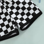 Toddler Baby Boy Girl Checkerboard Plaid Pants Elastic Waist Casual Trousers Spring Summer Short Pants(E-Black,12-18 Months)