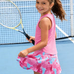 PATPAT Girls 2 Piece Tennis Skirt Set Size 10-11 Pink Tank Tops and Tie Dye Skort Athletic Sets Sleeveless Tops + High Waisted Pleated Skort 2 Piece Outfits Girl Summer Clothes Workout Outfit