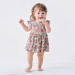 pureborn Baby Girls Viscose from Bamboo Bodysuit Dress Ruffle Sleeve Romper Twirl Skirt Playwear Dresses Corlorful Daisy 9-12M