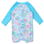 RUGGEDBUTTS Baby/Toddler Boy Swimsuit, One Piece Zipper Rash Guard Sunsuit with UPF 50+ Sun Protection - Tropical Resort, 3-6m