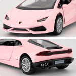 RMZ City 1/36 Scale Lamborghini Huracan LP610-4 Casting Car Model, Zinc Alloy Toy Car for Kids, Pull Back Vehicles Toy Car for Toddlers Kids Boys Girls Gift (Pink)