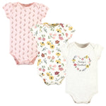 Hudson Baby Unisex Baby Cotton Bodysuits, Soft Painted Floral 3-Pack, Newborn
