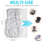Infant Carseat Insert 2-in-1 Reversible Cushion Carseat Head Support for Newborn, Breathable Minky Baby Car Seat Cushion for Carseats, Stroller, Swing, Bouncer (White)