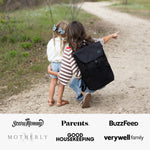 Huhu Diaper Bag Backpack – Large Baby Bag for Moms & Dads – Water-Resistant, Unisex Travel Kit for New Parents – Includes Changing Pad and 2 Organizer Pouches (Midnight Black)