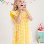 Kucnuzki Toddler Girl Dress 2t 3t Girl Clothes Cute Ruffle Tutu Fairy Princess Yellow Swing Beach Dress for Toddler Summer Two Piece Outfit Casual Sun Dress