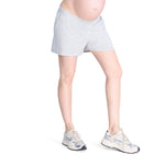 Motherhood Maternity Women's Casual Soft Stretchy Smocked Waist Lounge Pregnancy Shorts with Side Pockets, Heather Grey, Large