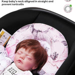 Infant Car Seat Insert, Enlarged Head Support for Baby Carseat, Reversible Newborn Insert with 3 Strap Covers, 2-in-1 Baby Car Seat Cushion for Stroller, Swing, Bouncer, Rocker - Pink Floral