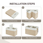 Roobyl Large Toy Storage Box with Lid, Collapsible Toys Storage Organizer Bins with Dividers and Handles, Storage Chest Bin for Kids, Boys, Girls, Nursery 25"x13" x16" (Beige & White)