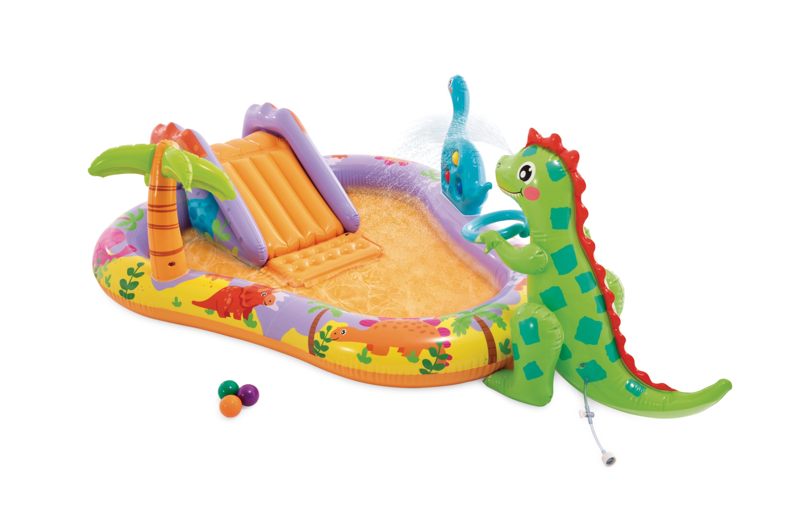 Intex 96" x 78" x 28" Inflatable Jungle Adventure Play Center Spray Kiddie Pool - Backyard Kids Water Slide, Outdoor Blow-Up Splash Pad for Toddlers