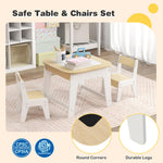 Costzon Kids Table and Chair Set, 3-in-1 Wooden Activity Table with Removable Tabletop, Blackboard & Whiteboard, Storage Space for Arts Crafts Nursery Preschool, Toddler Table and Chairs (Natural)