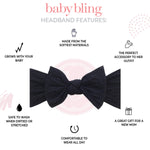 Baby Bling Bows - Newborn to Little Baby Girl Bows, 3PK CLASSIC KNOT Nylon Super Soft Stretchy Toddler Headbands, Perfect Hair Accessories Head Bands for Infant Kids, Made in the USA