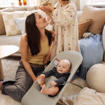 BabyBjörn Bouncer Balance Soft, Tri-Fabric, Sand Grey | 2-in-1 Adjustable Baby Bouncer Seat and Toddler Chair, Newborn to Toddler (8-29 lbs), 4 Positions, Lightweight & Portable