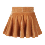 QinCiao Baby Toddler Girl Corduroy Pleated Skirt Mini Tutu Skirt Solid Color Slim Dress Yellow 18-24 Months