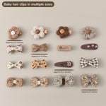 Baby Girl Hair Clips Set 20Pcs Tiny 2" Toddler Hair Bows Fully Covered Barrettes Clips for Babies Kids Small Hair Accessories