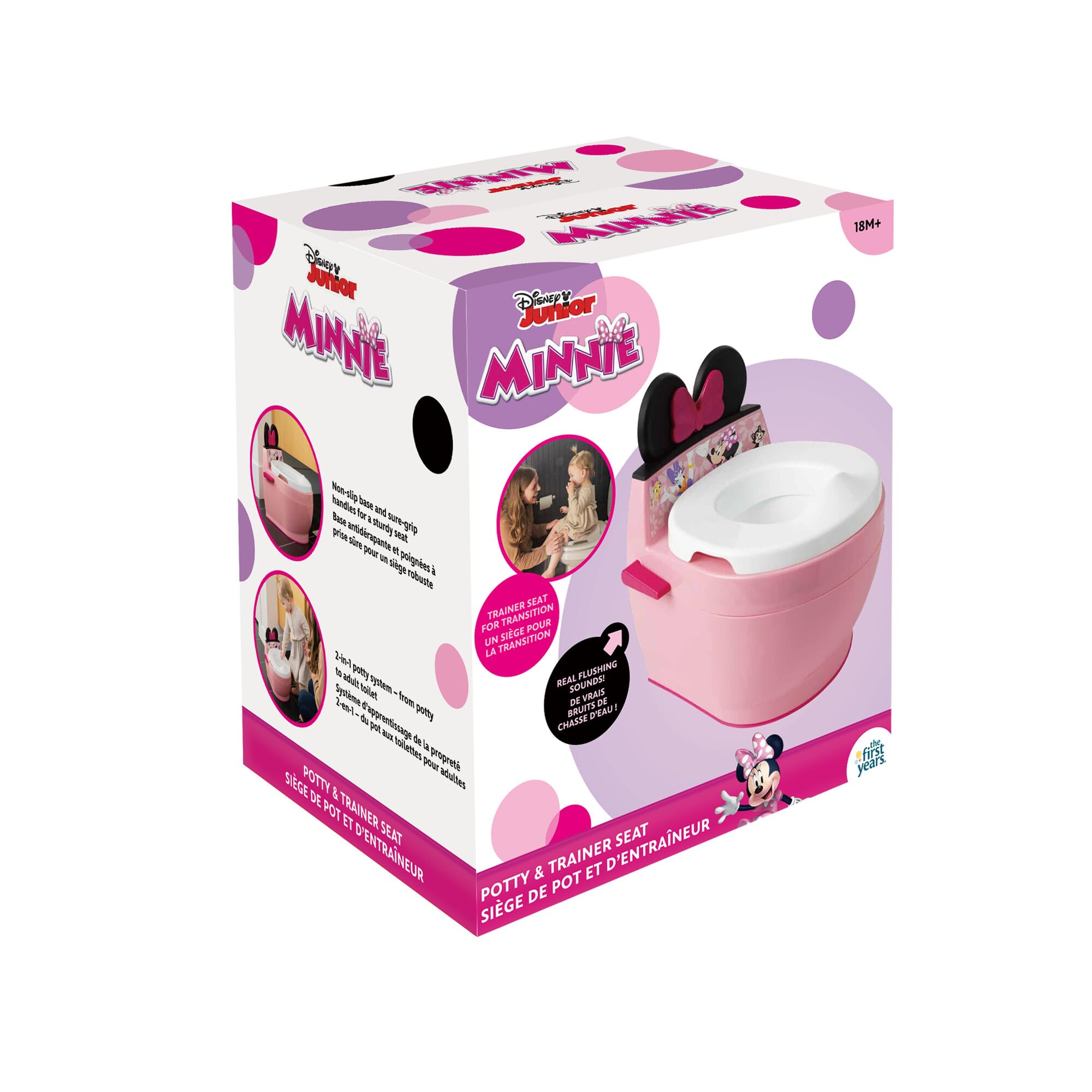 The First Years Disney Minnie Mouse Potty Training Toilet and Toddler Toilet Seat Attachment - 2-in-1 Toddler Potty Training Toilet with Removable Toilet Training Seat - Potty Training Must Haves