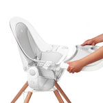 Munchkin® 360° Cloud™ Baby and Toddler High Chair with Clear Seat and 360° Swivel, White and Grey with Wooden Legs