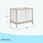 Graco Teddi 4-in-1 Convertible Mini Crib with Bonus Water-Resistant Mattress – GREENGUARD Gold Certified, 2.75-Inch Mattress Included, Small Spaces Crib, Easy 30-Minute Assembly (Natural and White)