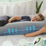 Meiz Pregnancy Pillows, Rayon Cover from Bamboo Pregnancy Pillows for Sleeping, Cooling Maternity Pillow for Pregnant Women, 55 Inch U Shaped Body Pillows for Adults, Grey
