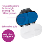 b.box Snack Box - Leakproof Mini Bento Box for Kids & Toddlers, 2 Compartment Snack Containers for Kids, Lunch Containers, Dishwasher Safe, BPA Free, PFAS Free, Ages 4m+, 1 3/4 Cup - Blue Slate