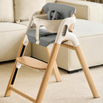 Momcozy High Chair Cushion & Backrest Set - Ergonomic Support for Dinerpal Chairs, Machine Washable Gray Seat Pad with Non-Slip Design