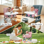 Tiny Marvels Portable 3-in-1 Baby Booster Seat – Cozy Floor Seat, Feeding Seat with Tray, Toddler Booster – Compact, Foldable, Safe with Child Safety Belt Carry Bag – Perfect for Travel & Family Time