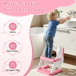 Rabb 1st Potty Training Toilet Seat with Steps, 2-in-1 Toddler Toilet Seat for Boys Girls with Splash Guard Soft Anti-Slip Pad,Bright Pink