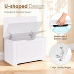 Epetlover Storage Chest with Flip-top Lid, Large Wood Trunk Bench with Safety Hinge, Bedroom Living Room Clothes Blanket Organizer Bin with 100L Storage Area, White