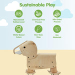PlanToys® Wooden Walking Elephant Ride-On Toy for Toddlers | Eco-Friendly Montessori Balance & Movement Toy | Develops Coordination, Strength & Confidence