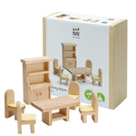 PlanToys® Dining Room Classic Set | Montessori Small World and Family Role Play | Eco Friendly Wooden Dining Room Furniture for Imaginative Play