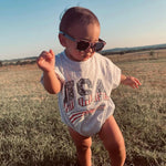 Twopumpkin 4th of July Baby Boy Girl Outfit Newborn Toddler Bubble Romper Retro Fourth Of July Clothes