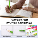 TecUnite 60 Pcs HB Pencils #2 Unsharpened Wood Cased Pencils with Eraser Hexagonal Pencil Cute Graphite No 2 Pen for Adults Gifts Exam School Office Sketching Learning(Rainbow Color, Green)