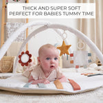Beautiful Baby Play Gym and Tummy Time Mat - Soft Cotton Mat with 4 Cute Toys & Cards Creates The Perfect Activity Area for Your Girl/Boy - Stylish Infant Floor Playmat for Any Playroom Decor