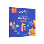 Welly Bandage Waterproof Refill Pack | Adhesive Waterproof Bandages | Assorted Shapes and Patterns for Minor Cuts, Scrapes, and Wounds - 120 Count