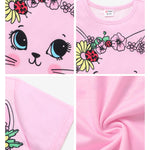 PATPAT Girls Shirts Size 7-8 Pink Cat Print Graphic Tees, Cat Shirts for Girls, Crew Neck Short Sleeve Pink Tops Summer Clothes Little Sister Outfit Cheer Tops