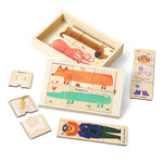 Wooden Animal & Career Matching Puzzles for Ages 3+, Chunky Pieces with Storage Box, Montessori Preschool Learning Toy for Fine Motor & Vocabulary, Birthday