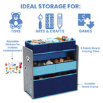 Delta Children Design and Store 6 Bin Toy Organizer, Grey/Blue