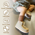 MORENDL Baby Boots Infant Boy Walking Shoes Toddler Girl Lace-Up Booties Non-Slip Dress Shoes Lightweight Loafers 12-15 Months Brown Knaki