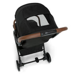 Jeep Altitude Compact Travel Stroller by Delta Children Greenguard Gold, Easy One Hand Fold, Lightweight, Extendable Canopy with Peek-a-Boo Window, Reclining Seat, 4 Wheel Suspension, Black