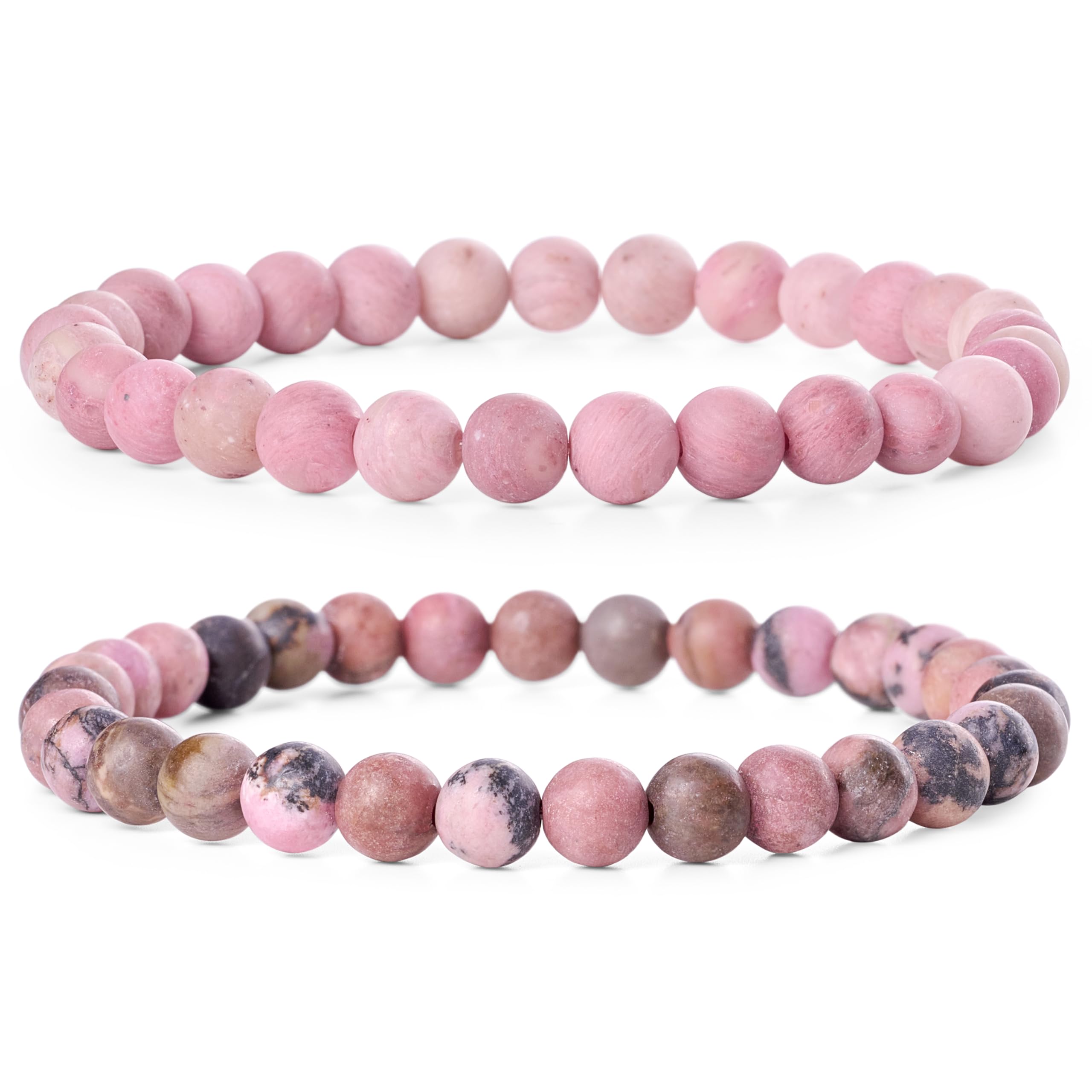 Bivei Natural Gemstone Semi Precious Healing Crystals Handmade Stretchy Round Beads Bracelet, Enhance Positive Energy