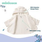 Minicoco Baby Girl Fleece Hooded Jacket, Warm Soft Cotton-Lined Sherp Coat for 3-24Months Daily Outfits