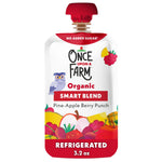 Once Upon a Farm organic smart blend pouch on a white background